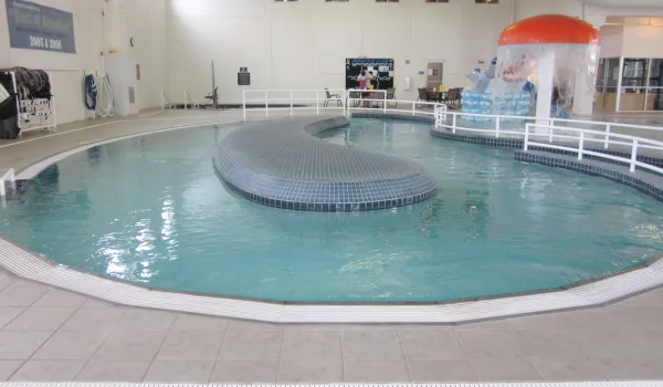 a swimming pool with a channel