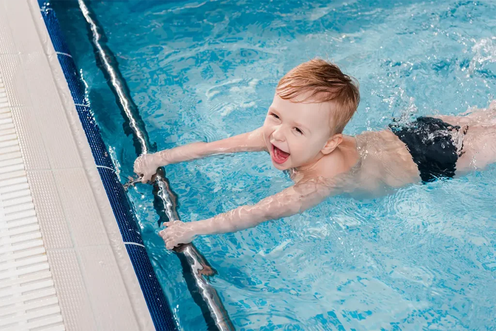 a child swimming